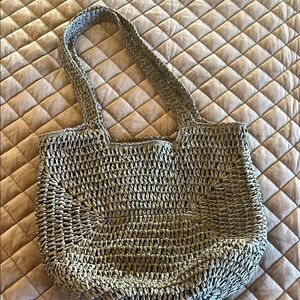 Zara Woven Gray Tote Bag